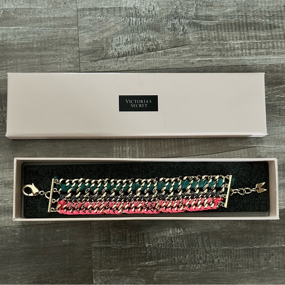 Victoria's Secret Gold Multi Strand Braided Fabric Chain Bracelet Angel Wings - Picture 5 of 6